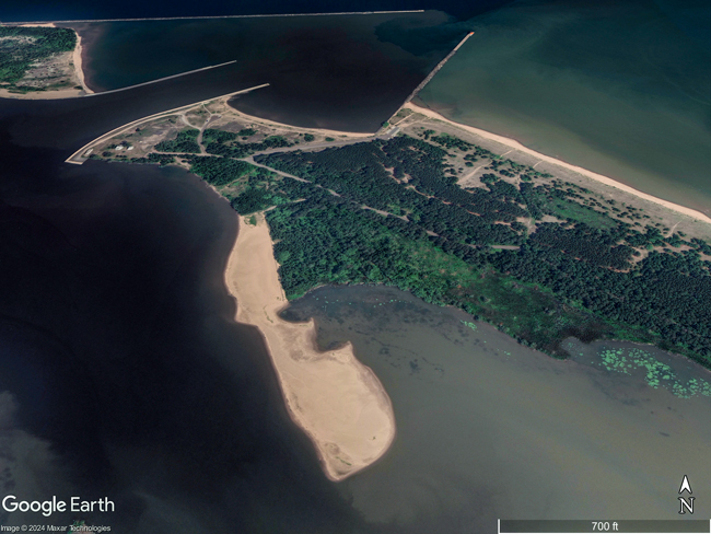 Google Earth aerial image of Wisconsin Point Piping Plover Habitat